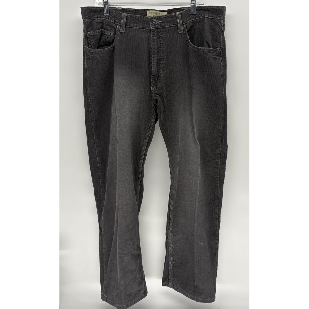 Y2K Wrangler Distressed Gray Corduroy Straight Fit Pants Pleated Grunge 38X30